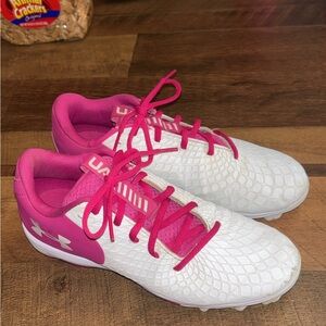 Under Armour Kids' White and Pink Sneakers